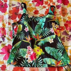 Patterned tropical print swim suit